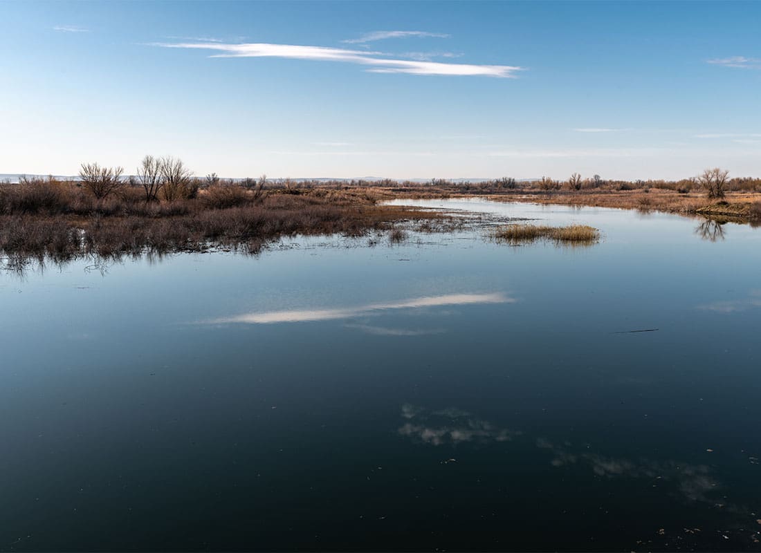 Moses Lake WA - Lake View With Edge of Lake on a Clear Day